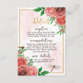 Elegante roze rozen & libellen receptie RSVP kaartje (Voorkant)