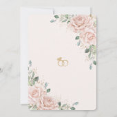 Elegante roze rozen met bloemig goud engagement kaart (Achterkant)