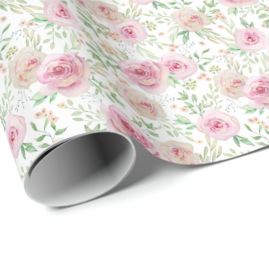 Elegante Roze Rozen met Blos Cadeaupapier (Rol Hoek)