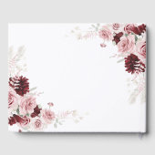 Elegante roze rozen met burgundy tint bloemen brui gastenboek (Achterkant)