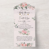 Elegante roze rozen met vlinders Baby shower All In One Uitnodiging (Binnen)