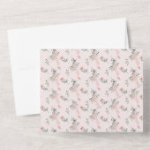 Elegante roze rozen met vlinders Baby shower All In One Uitnodiging (Achterkant)