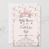 Elegante roze rozen met vlinders Baby shower Kaart (Voorkant)