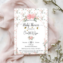 Elegante roze rozen met vlinders Baby shower