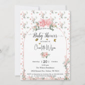 Elegante roze rozen met vlinders Baby shower Kaart (Voorkant)