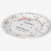 Elegante roze rozen met vlinders Baby shower Papieren Bordje (Gekanteld)