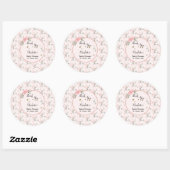 Elegante roze rozen met vlinders Baby shower Ronde Sticker (Vel)