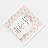 Elegante roze rozen met vlinders Baby shower Servet (Hoek)