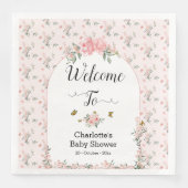 Elegante roze rozen met vlinders Baby shower Servet (Voorkant)