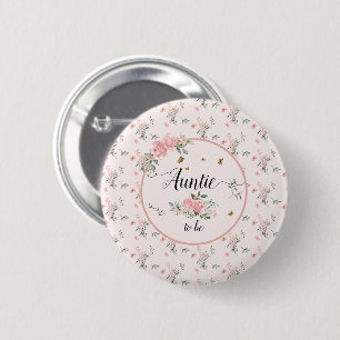 Elegante Roze Rozen met Vlinders Tante-in-spe Ronde Button 5,7 Cm