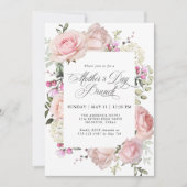 Elegante roze rozen Moederdag brunch Kaart (Voorkant)