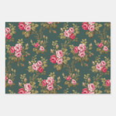 Elegante roze  Rozen op blauw/groen/grijs Inpakpapier Vel (Voorkant 2)