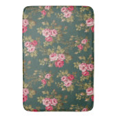 Elegante  Roze Rozen op groene achtergrond Badmat (Voorkant Verticaal)