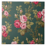 Elegante  Roze Rozen op groene achtergrond Tegeltje<br><div class="desc">Prachtige sprays van elegante romantische roze rozen en weelderig groen gebladerte op donkergroene achtergrond. Patroon is naadloos en kan omhoog of omlaag worden vergroot of verkleind met behulp van de schaal   en - knoppen in het ontwerpgereedschap.</div>