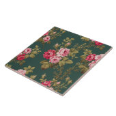Elegante  Roze Rozen op groene achtergrond Tegeltje (Zijkant)
