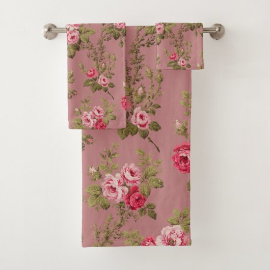 Elegante  Roze Rozen-oude Rozen achtergrond Bad Handdoek (Insitu)