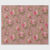 Elegante  Roze Rozen-oude Rozen achtergrond Cadeaupapier (Vlak)