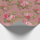 Elegante Roze Rozen-oude Rozen achtergrond Cadeaupapier (Hoek)