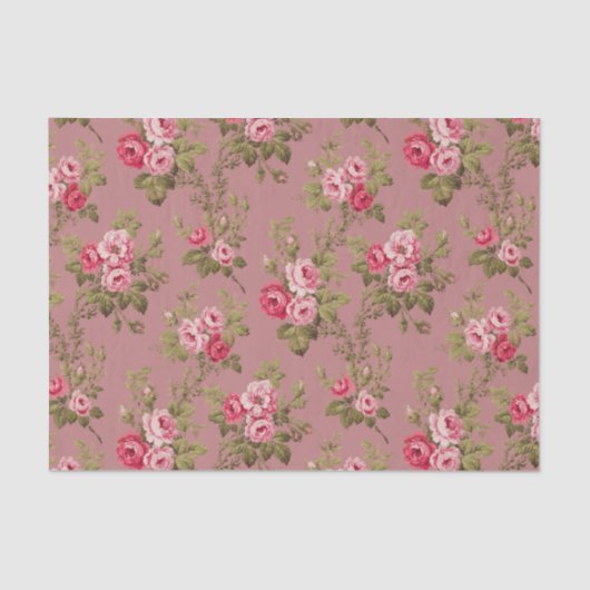 Elegante  Roze Rozen-oude Rozen achtergrond Tissuepapier (Voorkant)