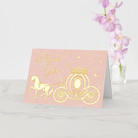 Elegante Roze Rozen Paard en Koets Foto Dankjewel Folie Wenskaart (Orchidee)