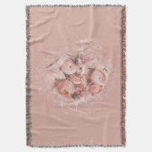 Elegante Roze Rozen Persoonlijke Vintage Monogram Deken (Voorkant Verticaal)