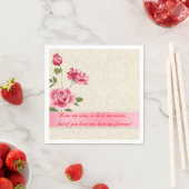 Elegante roze rozen pluche witte damast servetten (Insitu)
