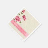 Elegante roze rozen pluche witte damast servetten (Hoek)