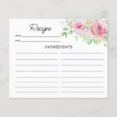 Elegante Roze Rozen Receptkaart (Voorkant)