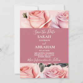 Elegante Roze Rozen Save the Date Kaart