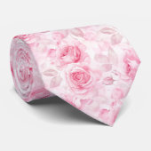 Elegante roze rozen stropdas (Opgerold)