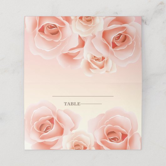 Elegante roze rozen tafel plaats kaarten plaatskaartje (Buitenkant ongevouwen)