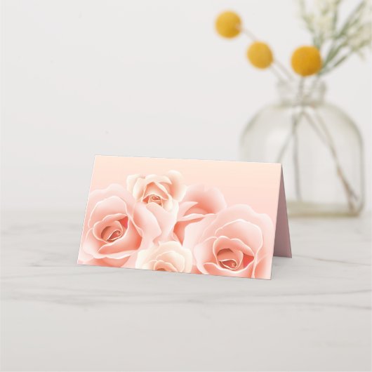 Elegante roze rozen tafel plaats kaarten plaatskaartje (Achterkant)