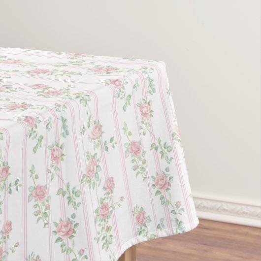 Elegante roze rozen tafelkleed bloemendesign (Voorbeeld)