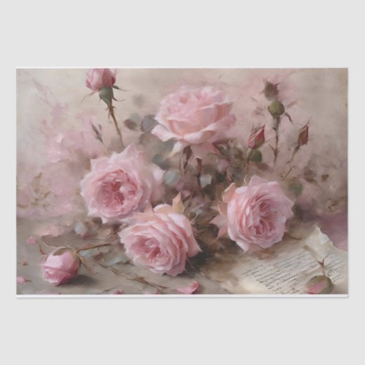 Elegante Roze Rozen Tissuepapier (Voorkant)