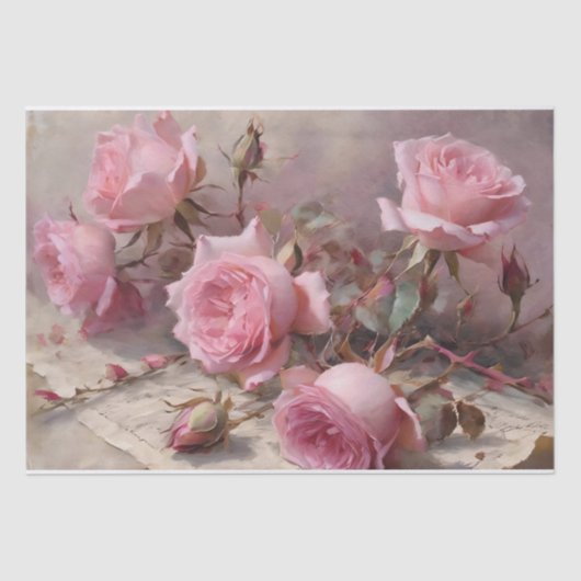 Elegante Roze Rozen Tissuepapier (Voorkant)