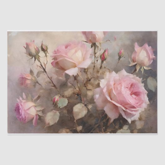 Elegante Roze Rozen Tissuepapier (Voorkant)