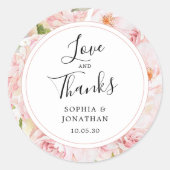 Elegante Roze Rozen Trouwcadeau Bedankt Ronde Sticker (Voorkant)