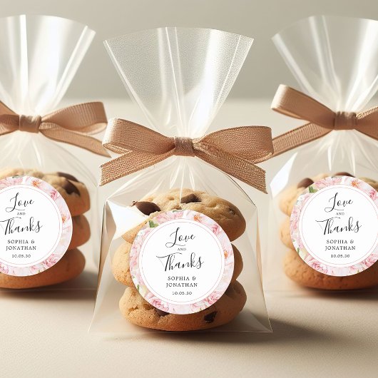 Elegante Roze Rozen Trouwcadeau Bedankt Ronde Sticker