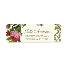 Elegante Roze Rozen Trouwdag Etiket