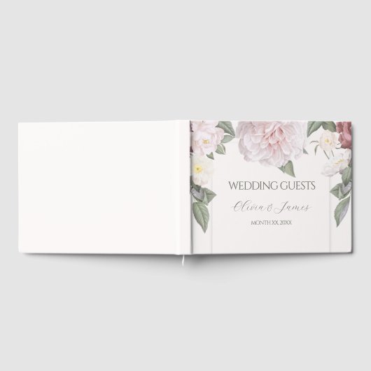 Elegante roze rozen tuin bruiloft gastenboek (Volledig)