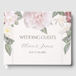 Elegante roze rozen tuin bruiloft gastenboek