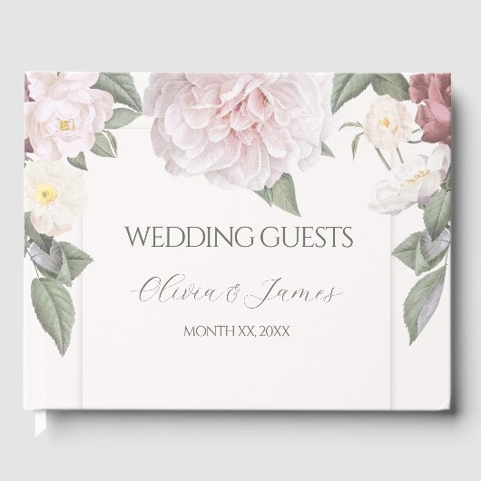 Elegante roze rozen tuin bruiloft gastenboek (Voorkant)