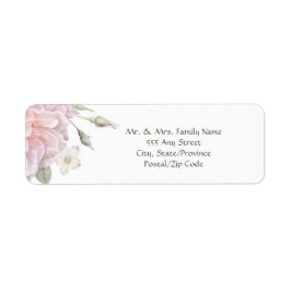 Elegante roze rozen tuin bruiloft label