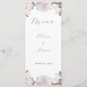 Elegante roze rozen tuin bruiloft menu (Voorkant)