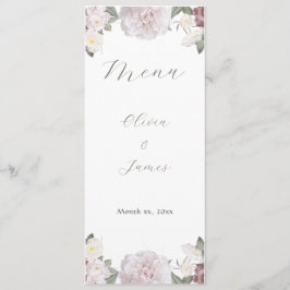 Elegante roze rozen tuin bruiloft menu