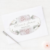 Elegante roze rozen tuin bruiloft ovale sticker (Envelop)
