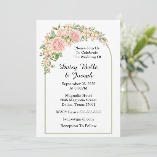 Elegante Roze Rozen Tuin Kaart (Staand voorkant)