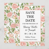 Elegante Roze Rozen Tuin  Save The Date (Voorkant / Achterkant)