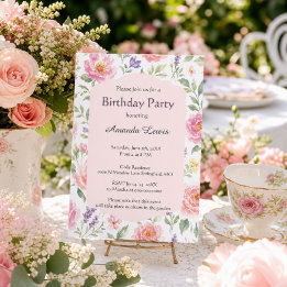 Elegante Roze Rozen Tuin Verjaardagsuitnodiging Kaart