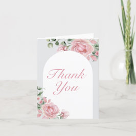 Elegante roze rozen verjaardag Dank u Bedankkaart